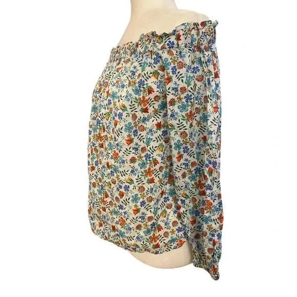 J. Crew Liberty Of London Art Edenham Off Shoulder Blouse Size 4 Floral Boho - Picture 2 of 8